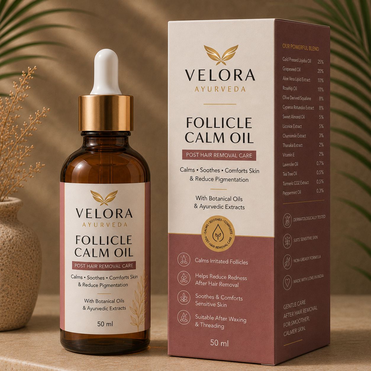 Velora Ayurveda Follicle Calm Oil – Post Hair Removal Care (BUY 1 GET 1 FREE)