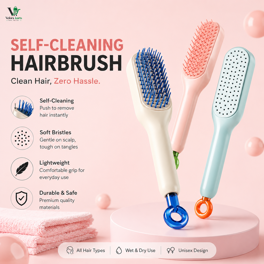Self-cleaning Anti-static Massage Comb for Adults and Kids- Pack of 1