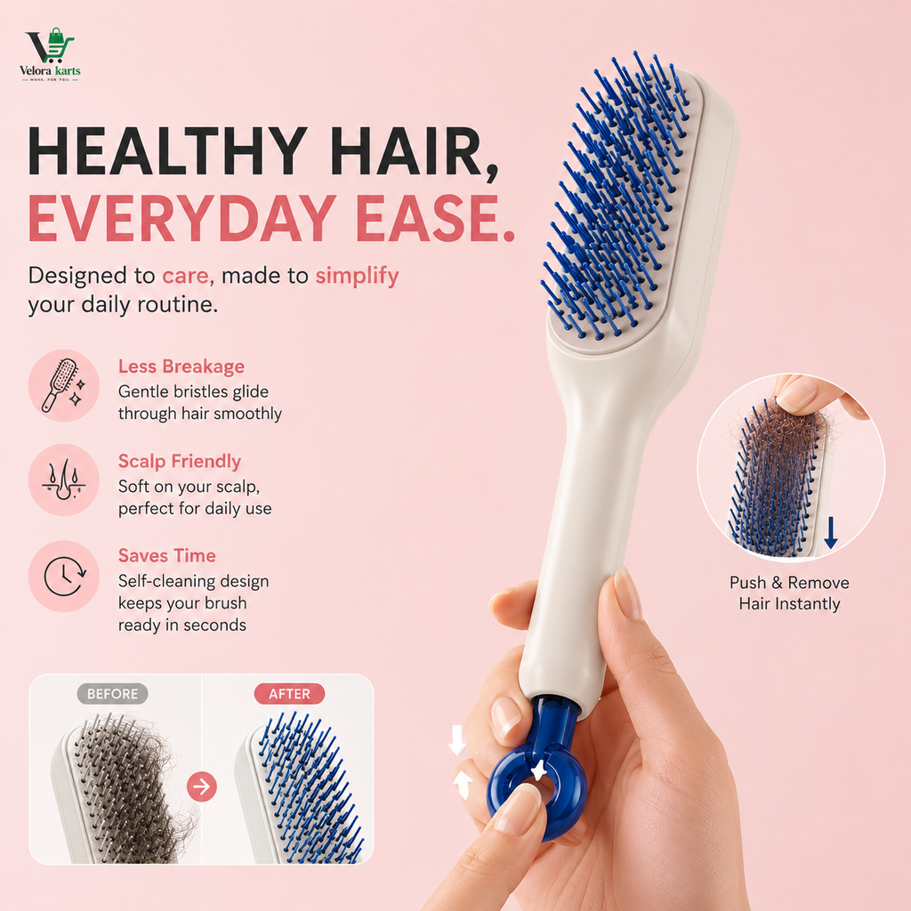 Self-cleaning Anti-static Massage Comb for Adults and Kids- Pack of 1