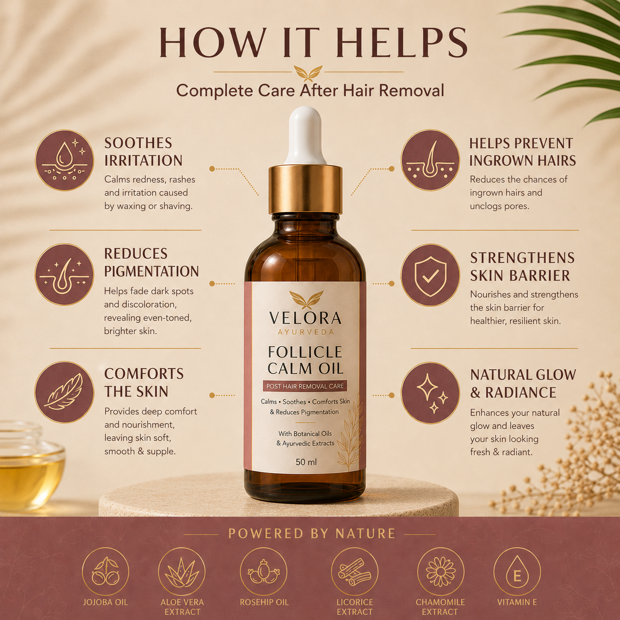 Velora Ayurveda Follicle Calm Oil – Post Hair Removal Care (BUY 1 GET 1 FREE)