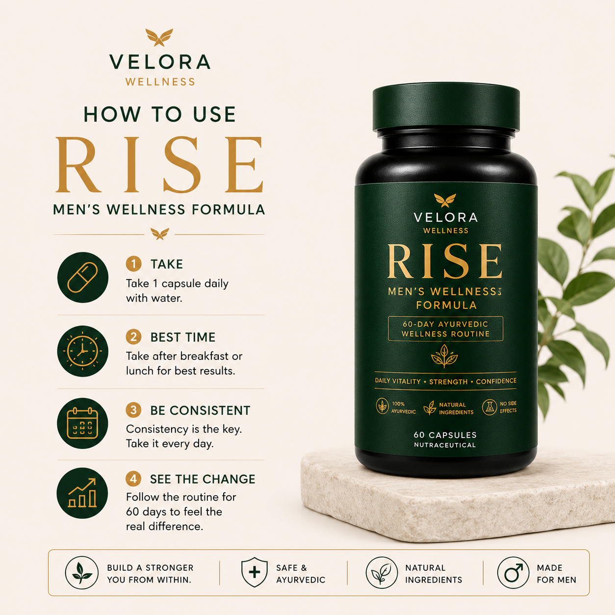 Velora Rise – Men’s Wellness Ayurvedic Formula