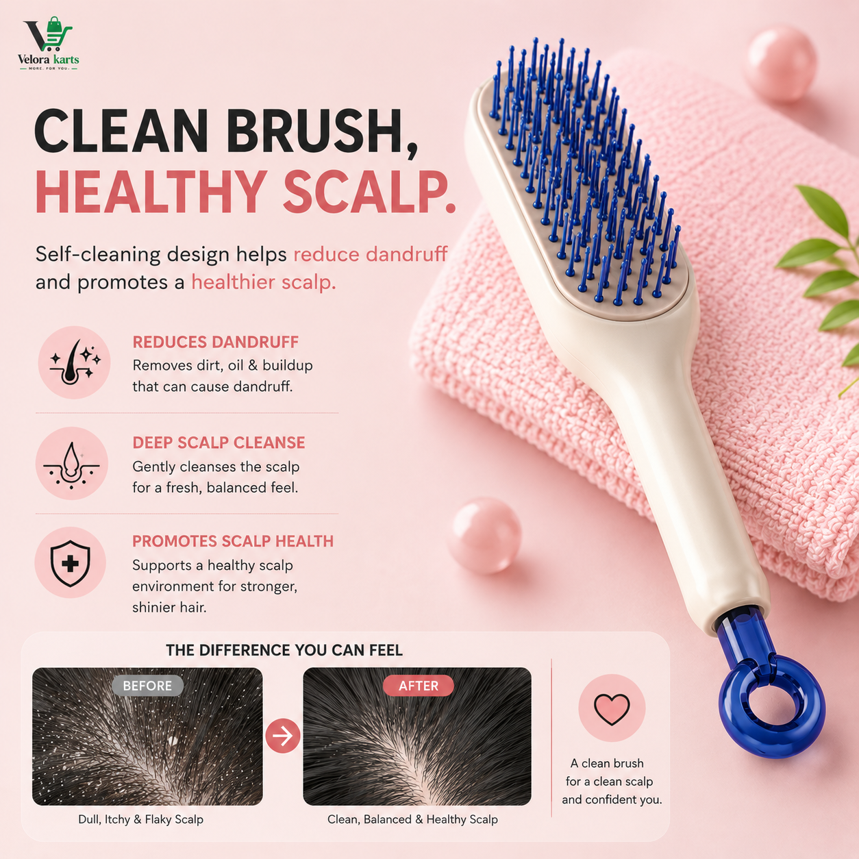 Self-cleaning Anti-static Massage Comb for Adults and Kids- Pack of 1