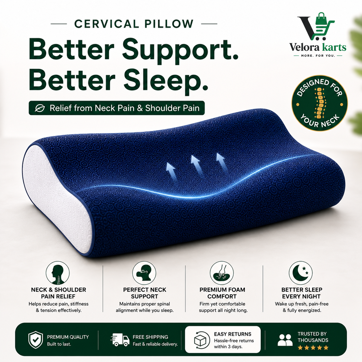 Cervical Pillow for Deep Sleep & Neck Support