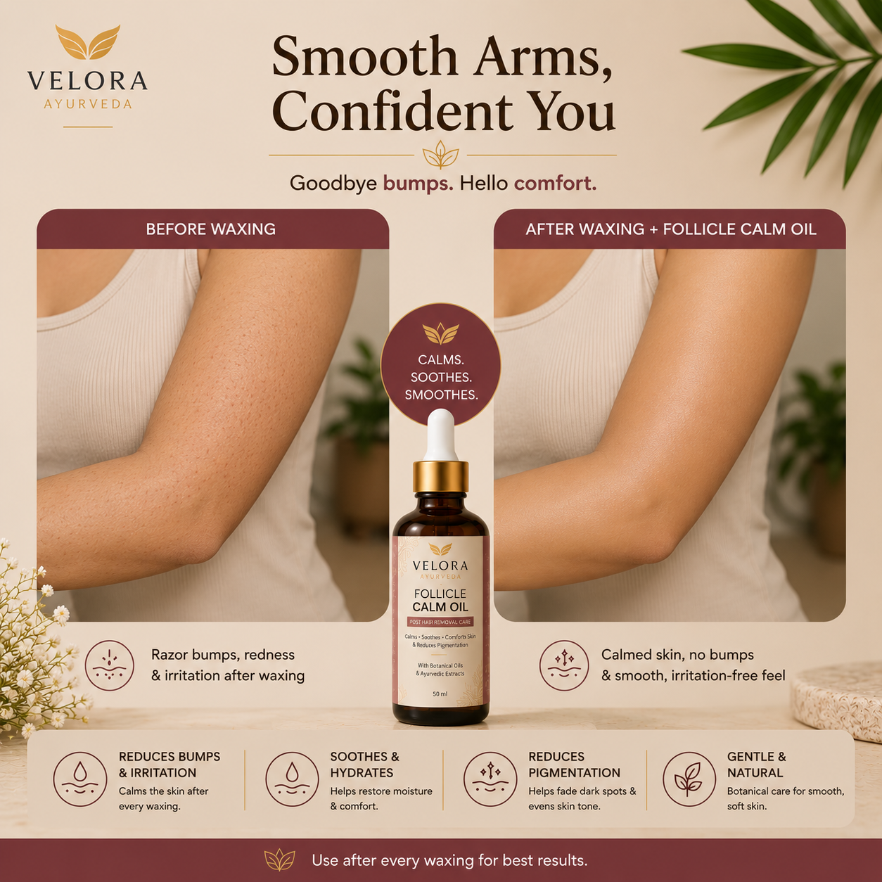 Velora Ayurveda Follicle Calm Oil – Post Hair Removal Care (BUY 1 GET 1 FREE)